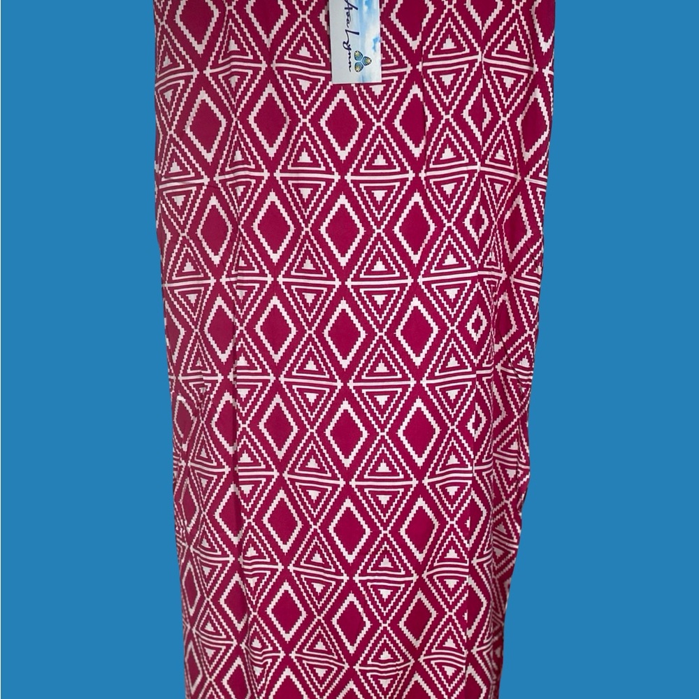 Geometric Patterned Maxi Skirt - Pink and White